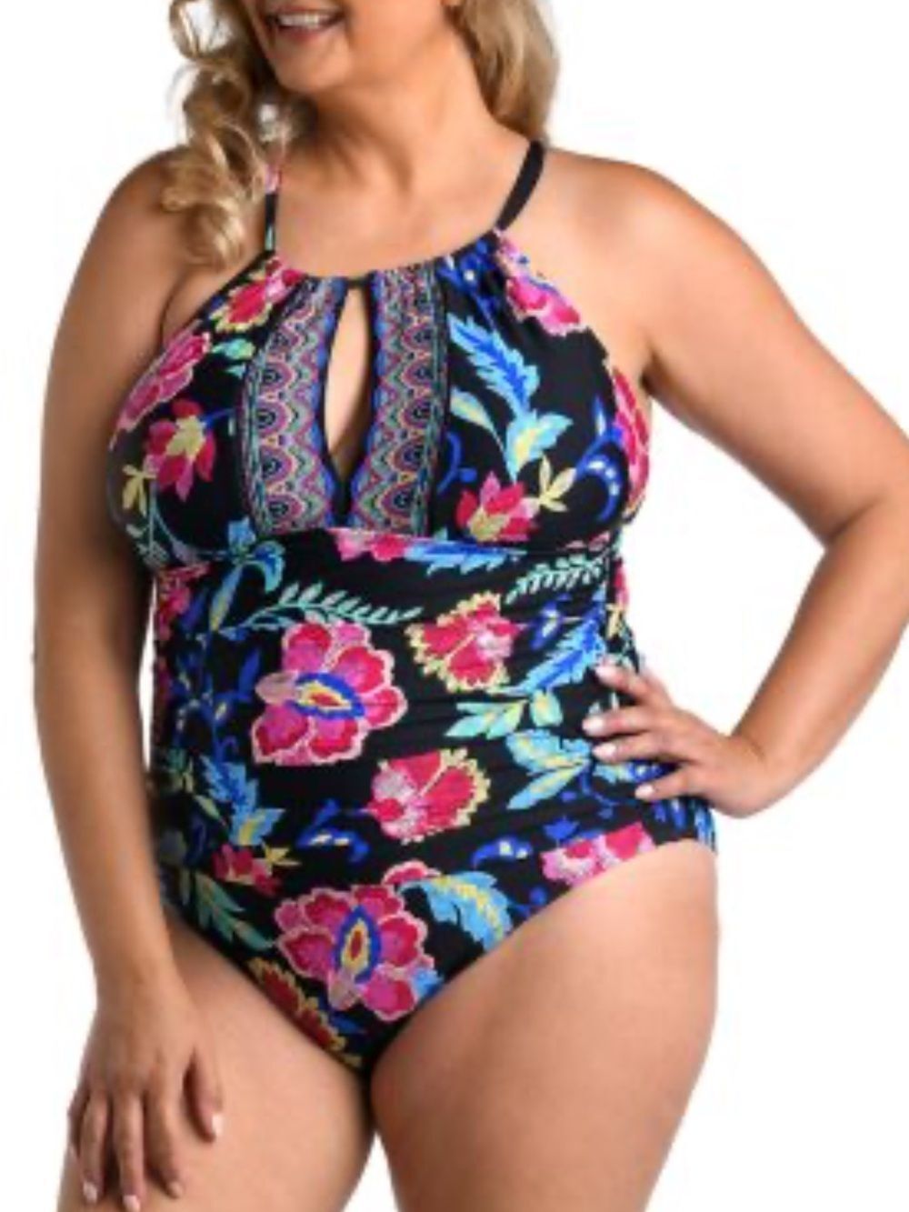 La Blanca Midnight Keyhole One Piece Swimsuit, Size 16W, NWT